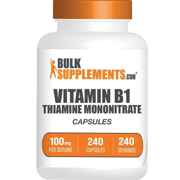 BulkSupplements Thiamine Mononitrate Capsules - Vitamin B1, 100mg per Serving (240 Capsules - 240 Servings)