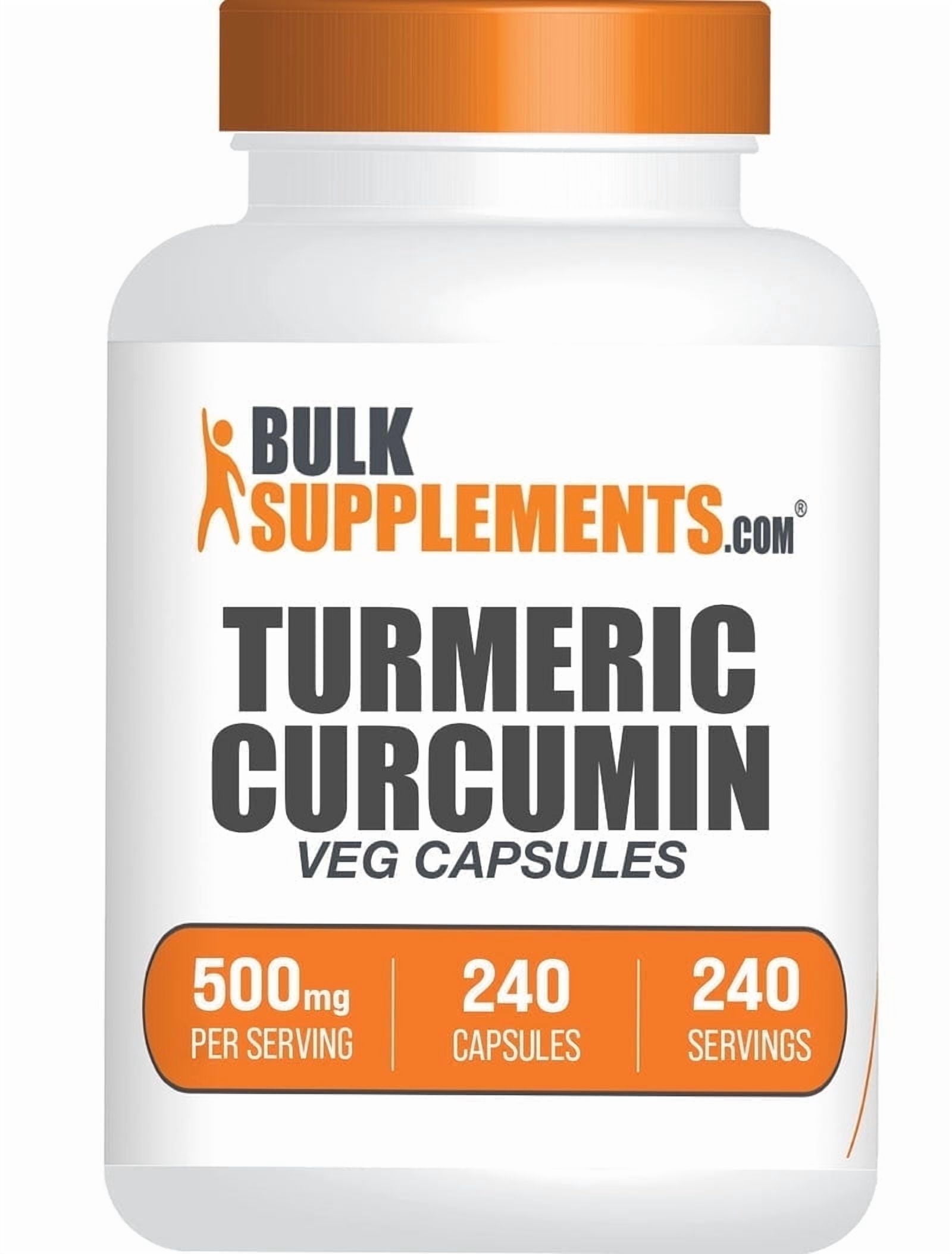 BulkSupplements Turmeric Curcumin Extract Capsules - Vegan, 500mg per Serving (240 Capsules - 240 Servings)