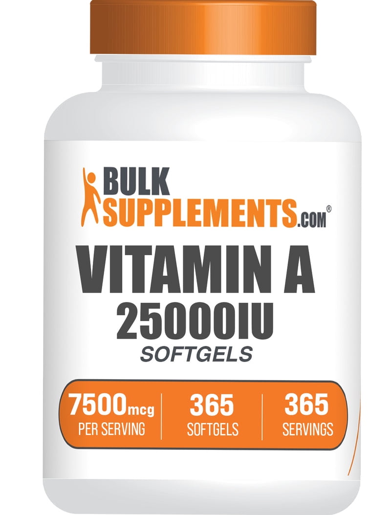 BulkSupplements Vitamin A 25000 IU Softgels - 7500mcg RAE per Serving (365 Softgels - 365 Servings)