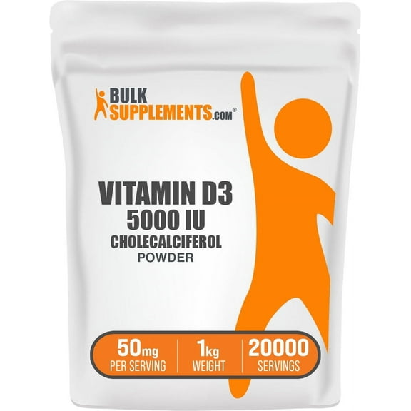 BulkSupplements Vitamin D3 (Cholecalciferol) Powder - 50mg per Serving - 1 Kilogram (2.2 lbs) - 20000 Servings