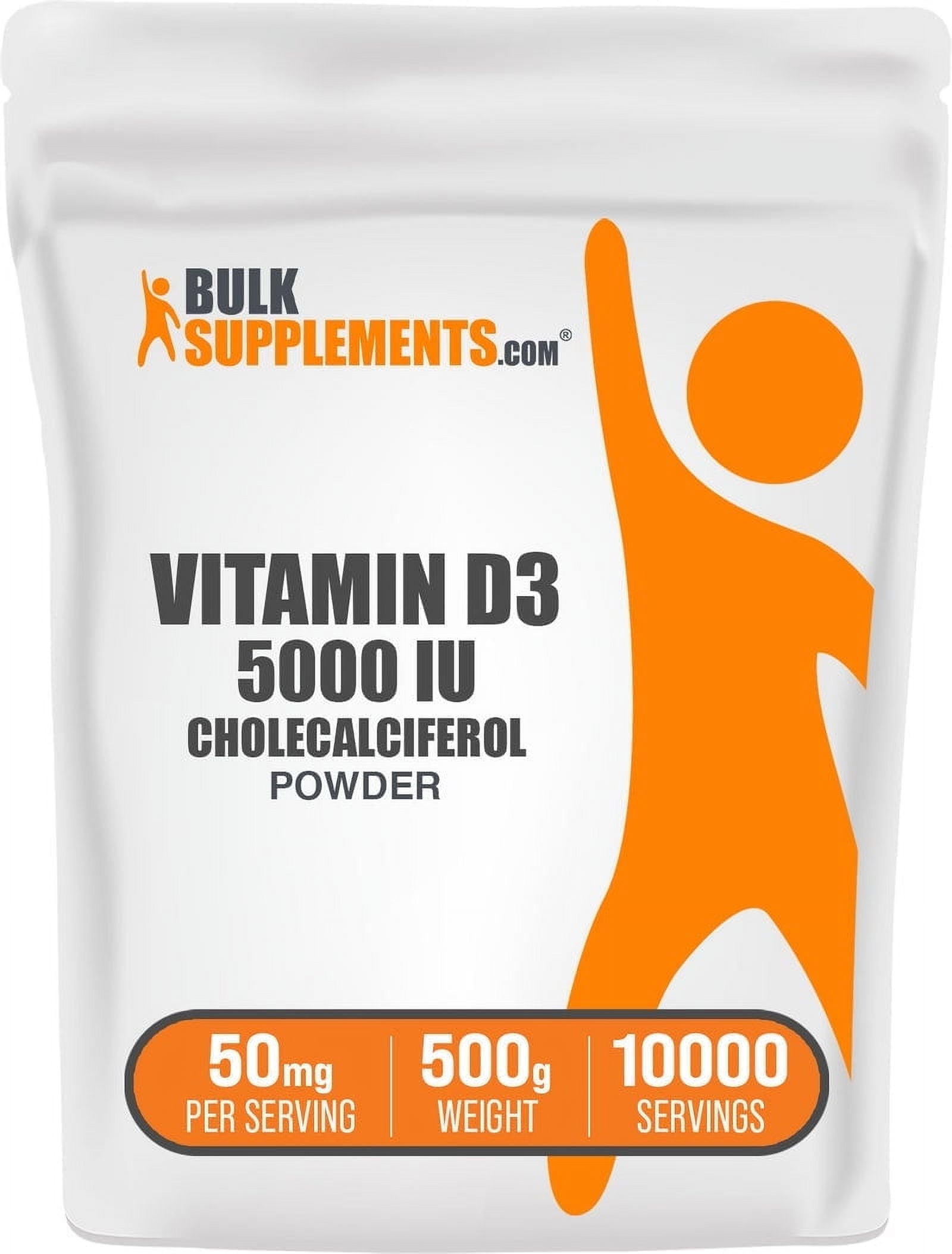 BulkSupplements Vitamin D3 (Cholecalciferol) Powder - 50mg per Serving - 500 Grams (1.1 lbs) - 10000 Servings