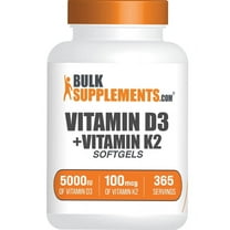 BulkSupplements Vitamin D3 5000IU   K2 Softgels - Vitamin Supplement, Immune Support - 1 Softgel per Serving, 365 Count