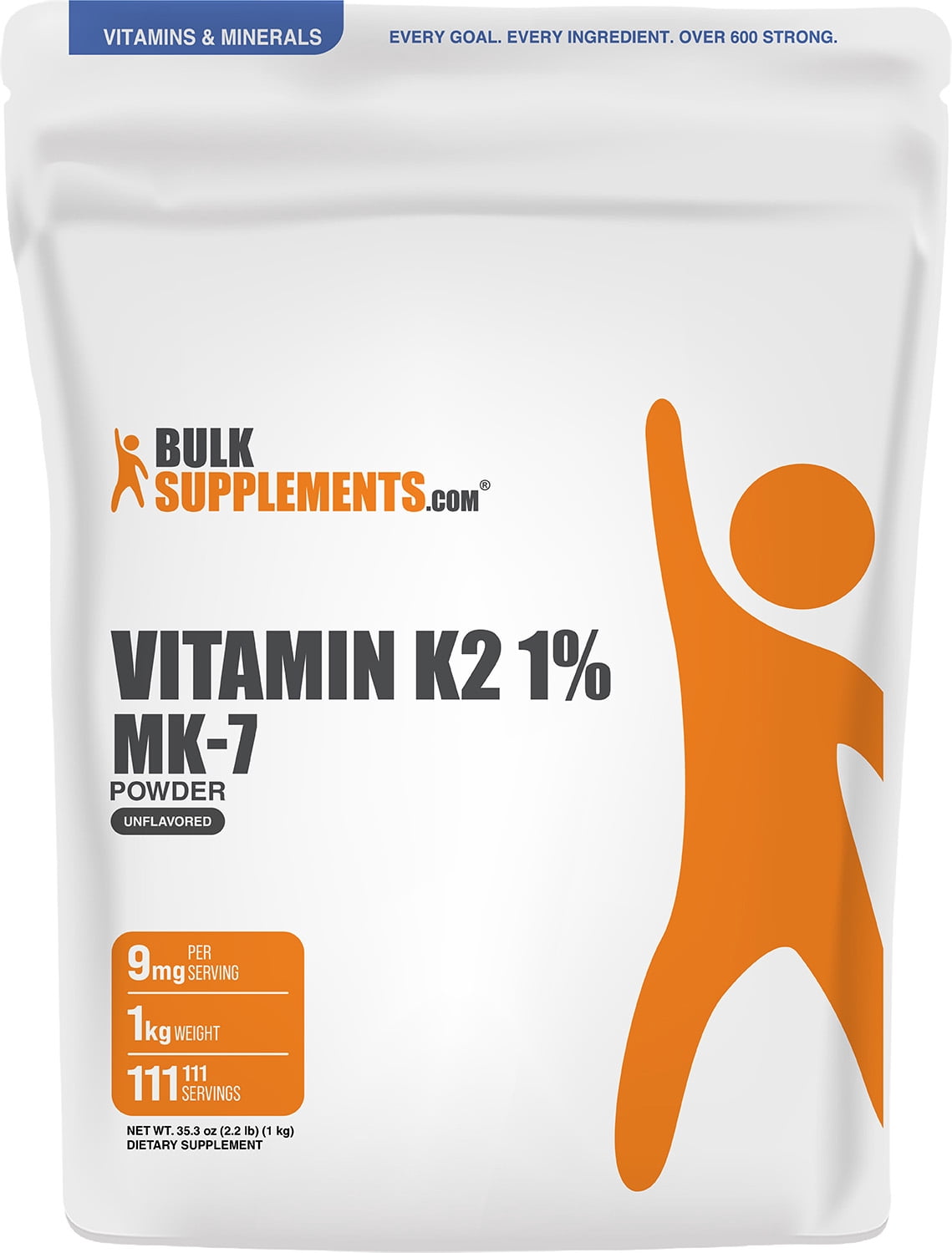 BulkSupplements Vitamin K2 MK7 Powder - 1 Kilogram (2.2 lbs)
