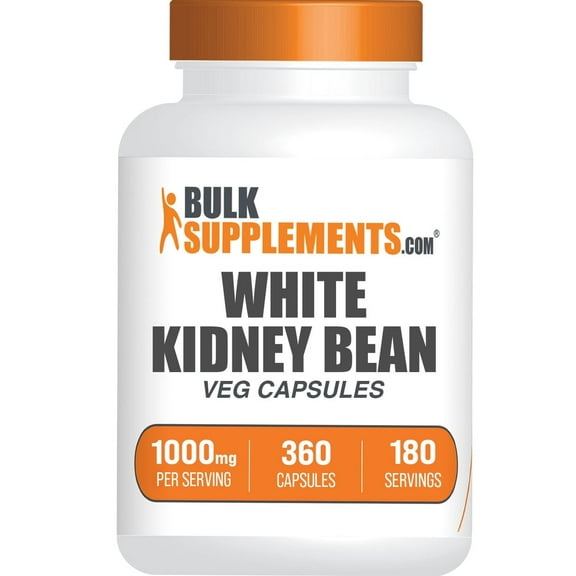 BulkSupplements White Kidney Bean Extract Capsules. Herbal Supplement, 2 Capsules per Serving (1000mg), 360 Capsules
