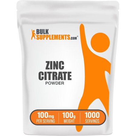 BulkSupplements Zinc Citrate Powder - Gluten Free, 100mg per Serving - 100 Grams (3.5 oz) - 1000 Servings