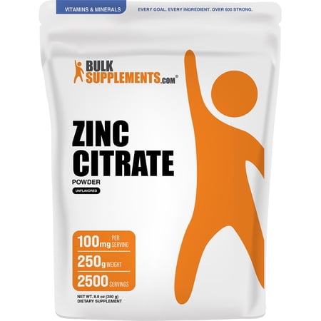 BulkSupplements Zinc Citrate Powder - Gluten Free, 250 Grams (8.8 oz)