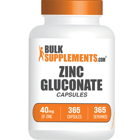 BulkSupplements Zinc Gluconate Capsules - 40mg of Zinc per Serving (365 Capsules - 365 Servings)
