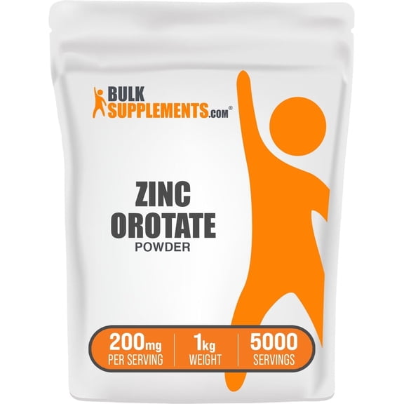BulkSupplements Zinc Orotate Powder - Gluten Free, 200mg per Serving - 1 Kilogram (2.2 lbs) - 5000 Servings