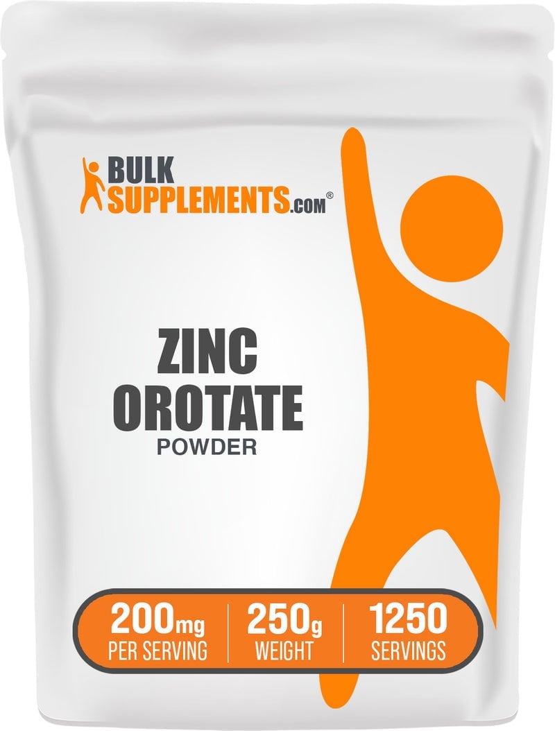 BulkSupplements Zinc Orotate Powder - Gluten Free, 200mg per Serving - 250 Grams (8.8 oz) - 1250 Servings