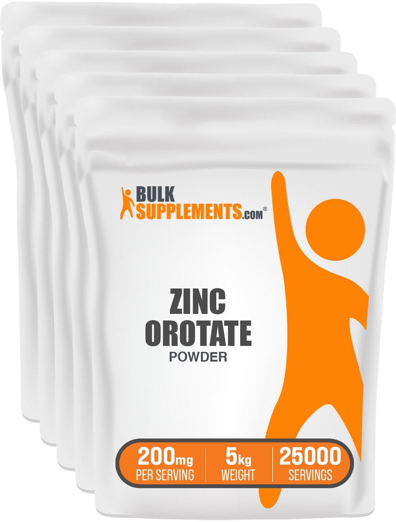 BulkSupplements Zinc Orotate Powder - Gluten Free, 200mg per Serving - 5 Kilograms (11 lbs) - 25000 Servings