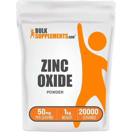BulkSupplements Zinc Oxide Powder - Gluten Free, 1 Kilogram (2.2 lbs)