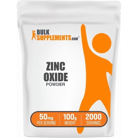 BulkSupplements Zinc Oxide Powder - Gluten Free, 100 Grams (3.5 oz)
