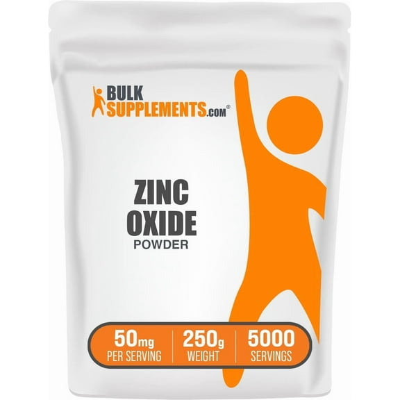 BulkSupplements Zinc Oxide Powder - Gluten Free, 50mg per Serving - 250 Grams (8.8 oz) - 5000 Servings