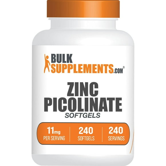 BulkSupplements Zinc Picolinate Softgels - Gluten Free, 11mg of Zinc per Serving (240 Softgels - 240 Servings)