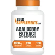 BulkSupplements.com Acai Berry Extract Capsules, 1000mg (240 Veg Capsules - 120 Servings)