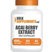 BulkSupplements.com Acai Berry Extract Capsules, 1000mg - Energy, Immune, & Skin Support Supplements (120 Veg Capsules - 60 Servings)