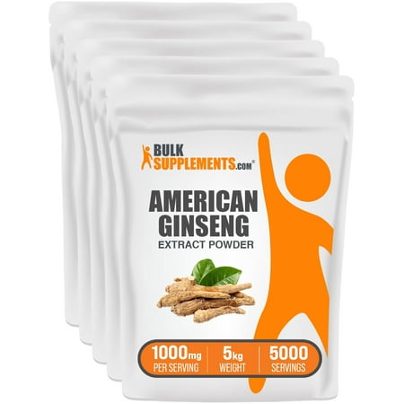 BulkSupplements American Ginseng Extract Powder - 1g per Serving - 5 Kilograms (11 lbs) - 5000 Servings