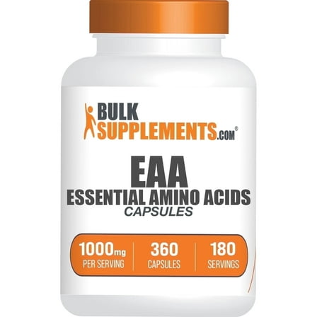BulkSupplements Essential Amino Acid Capsules - EAA - 1000mg (360 Capsules - 180 Servings)
