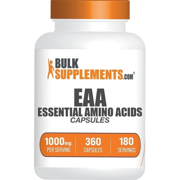 BulkSupplements Essential Amino Acid Capsules - EAA - 1000mg (360 Capsules - 180 Servings)