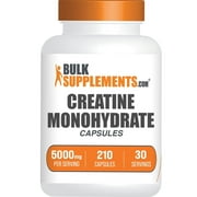 BulkSupplements Creatine Monohydrate Capsules - Creatine Supplement - Gluten Free, 7 Capsules per Serving (5000mg), 210 Count