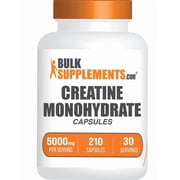 BulkSupplements Creatine Monohydrate Capsules - Creatine Supplement - Gluten Free, 7 Capsules per Serving 5000mg, 210 Count