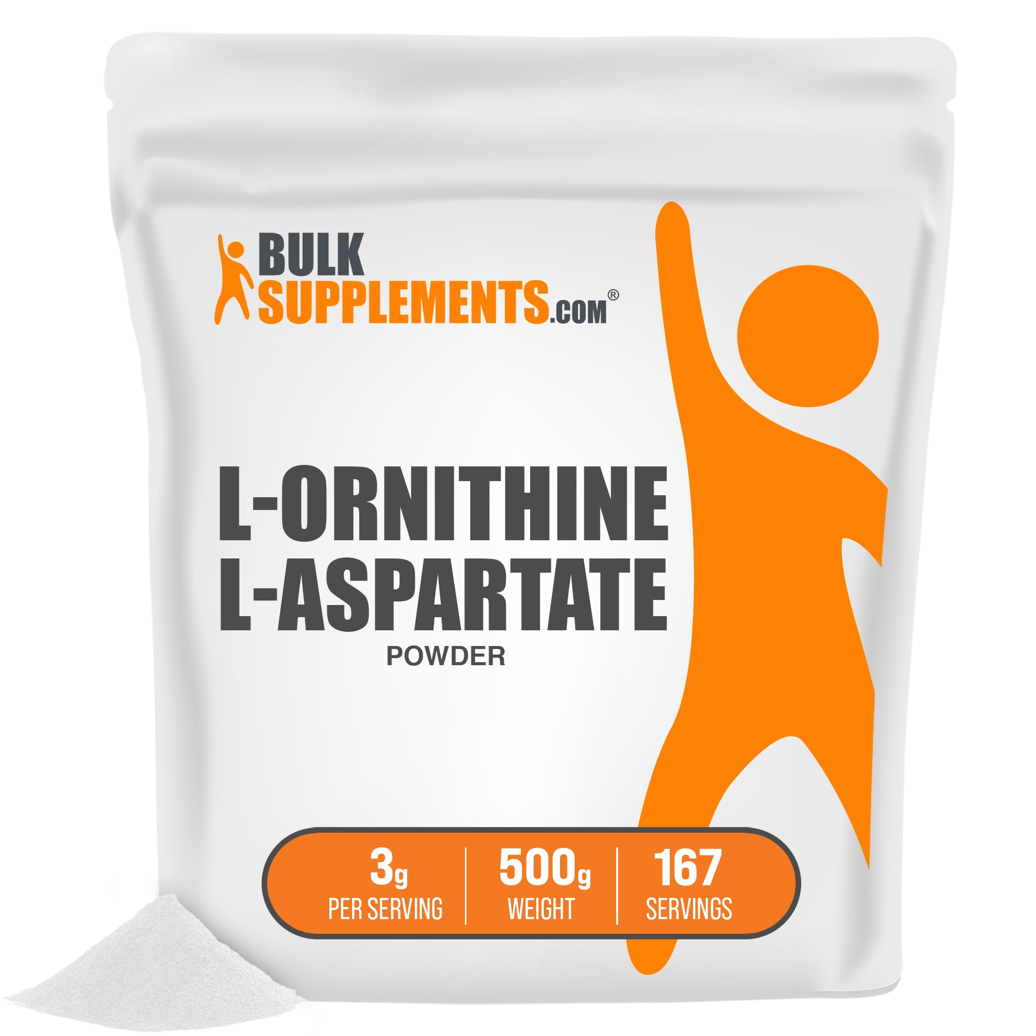 BulkSupplements.com L-Ornithine L-Aspartate 500 Grams - 1.1 lbs - 167 Servings