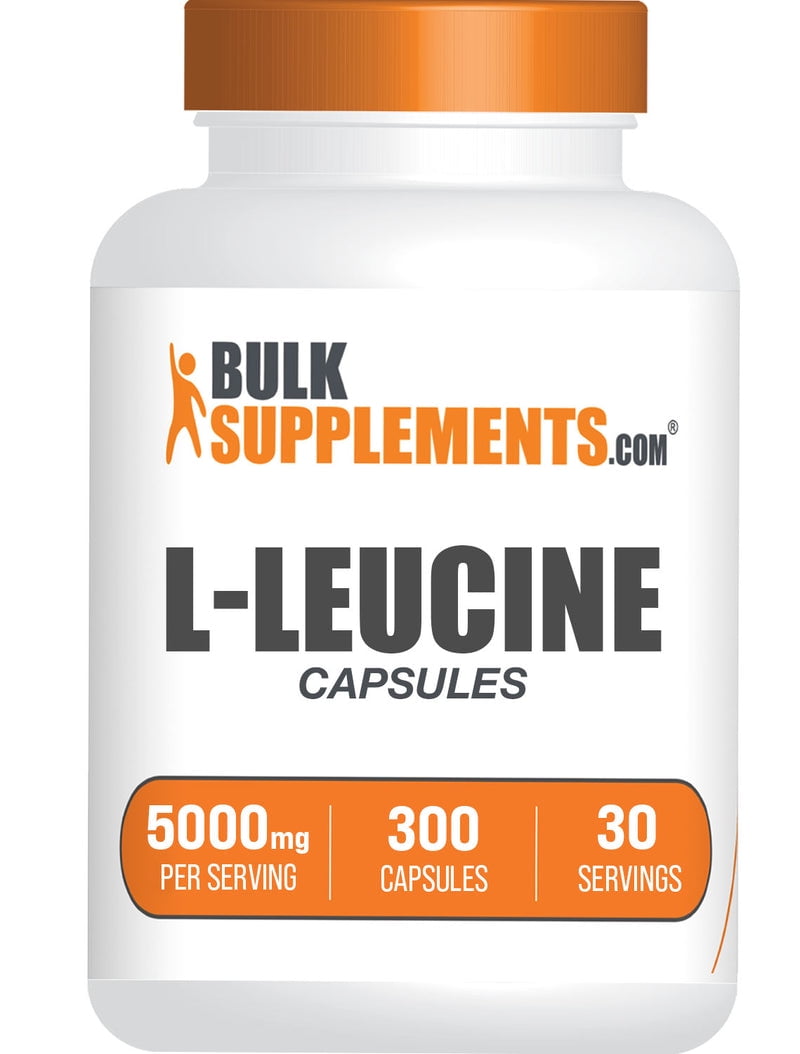 BulkSupplements L-Leucine Capsules - BCAA Supplements, Amino Acid Supplement - 10 Capsules per Serving (5000mg), 300 Count