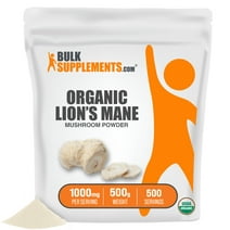 BulkSupplements.com Organic Lion's Mane Powder, 1000mg - Brain, Digestive, & Immune Support (500g - 500 Servings)