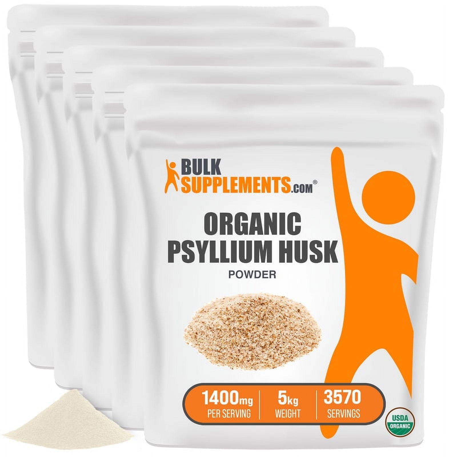 Organic Psyllium Husk Powder, 1400mg Fiber Supplement for Digestive