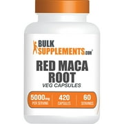 BulkSupplements.com Red Maca Capsules, 5000mg - Vitality & Performance Booster (420 Veg Capsules - 60 Servings)