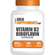 BulkSupplements.com Riboflavin Capsules, 400mg - Vitamin B2 Supplements (180 Gel Capsules - 180 Servings)