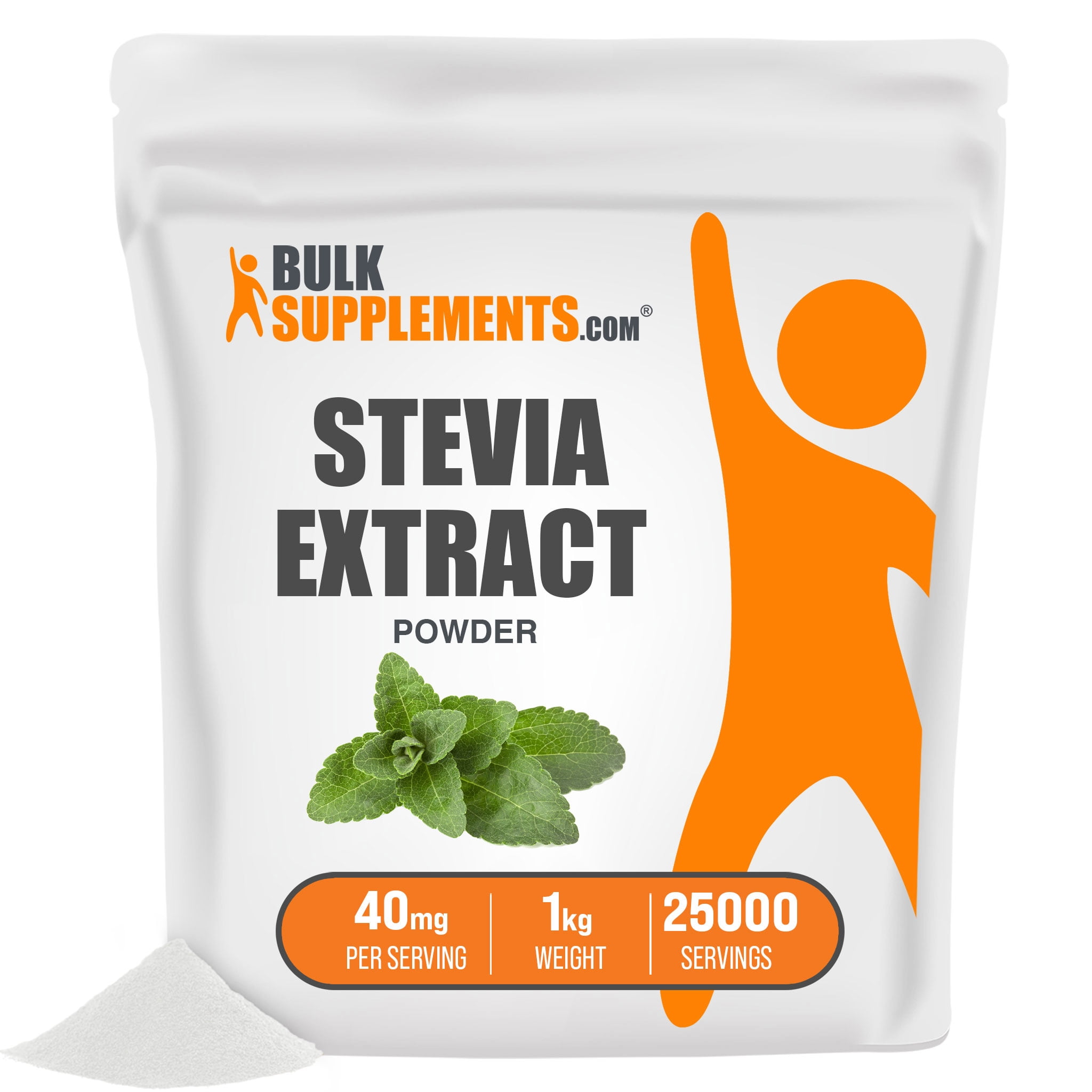 BulkSupplements.com Stevia Extract Powder, 40mg - No Calorie, Sweetener,  Sugar Substitute (1KG - 25000 Servings) 