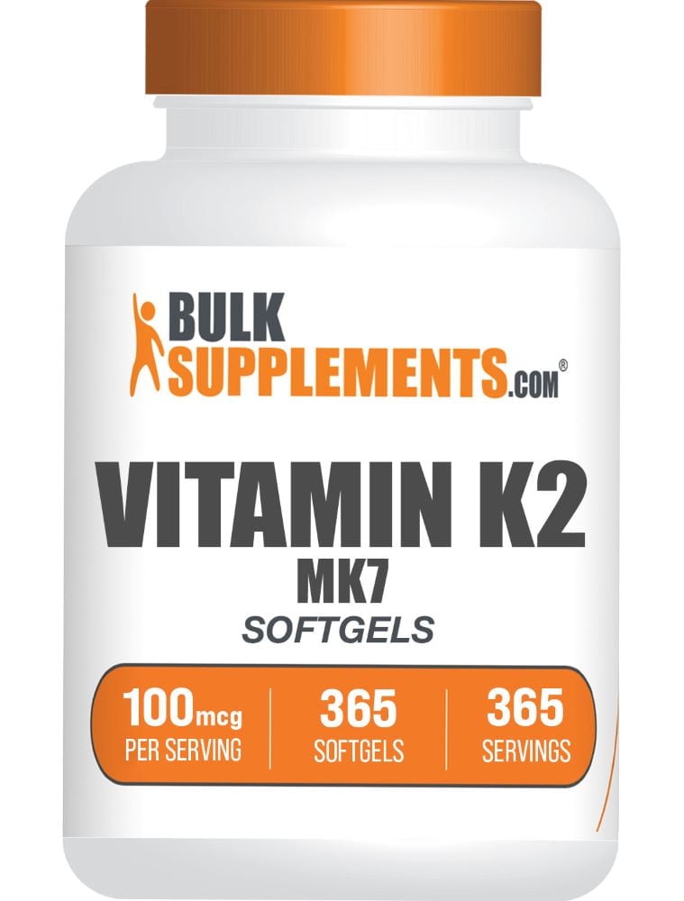 BulkSupplements Vitamin K2 MK-7 Softgels - 100mcg Per Serving (365 Softgels - 365 Servings)