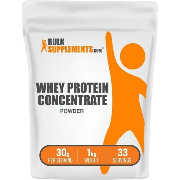 BulkSupplements Whey Protein Concentrate Powder - 80%, Unflavored, 30g Per Serving - 1 Kilogram (2.2 lbs) - 33 Servings