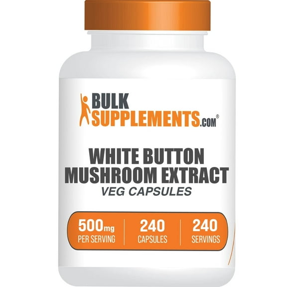BulkSupplements White Button Mushroom Extract Capsules - Agaricus Bisporus, Herbal Supplement, 1 Capsule per Serving (500mg), 240 Count