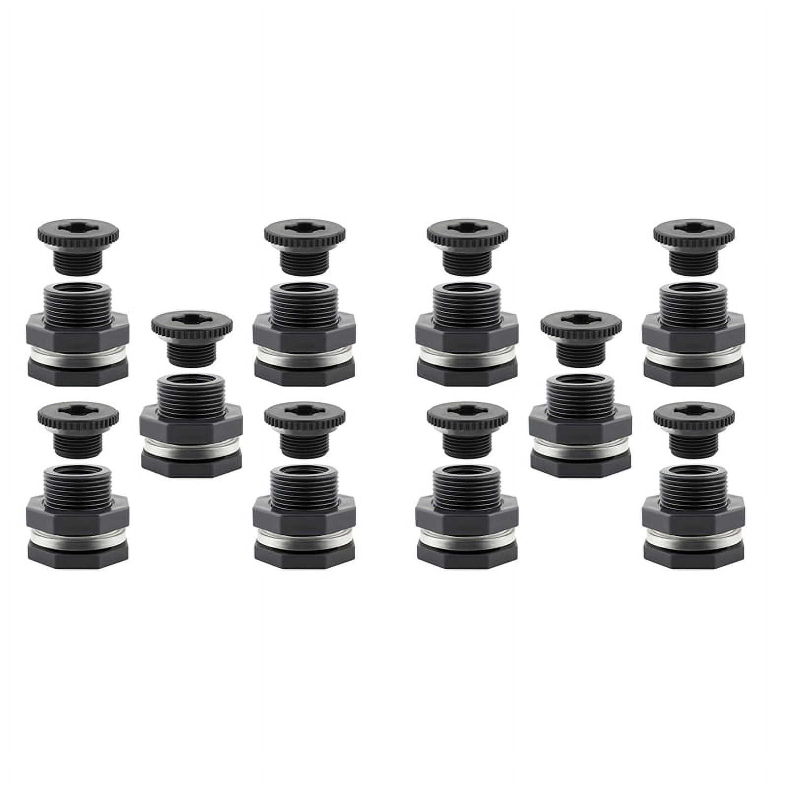 Bulkhead Fitting 3/4 Inch, 10 Pcs PVC Double Threaded Water Tank