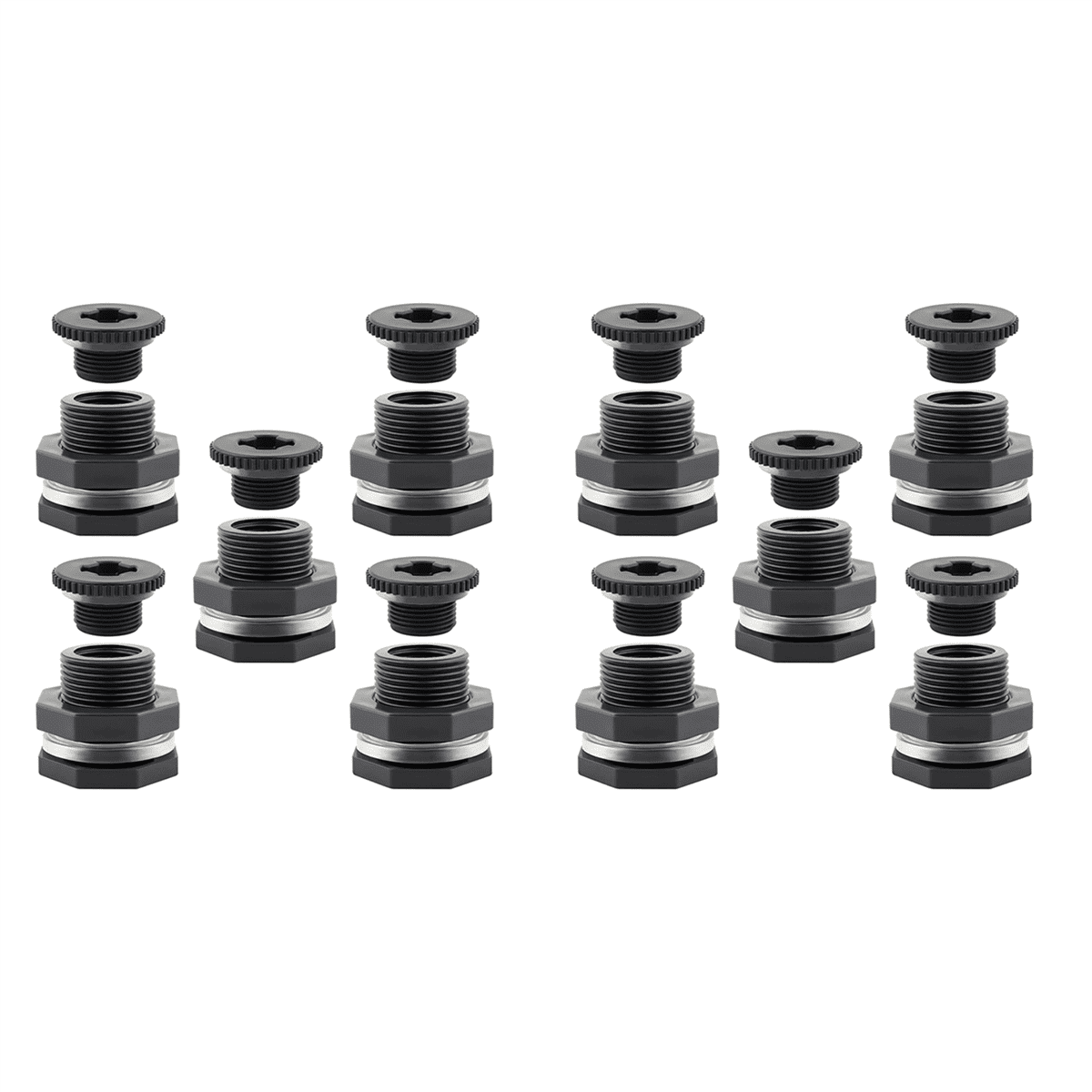 Bulkhead Fitting 3/4 Inch, 10 Pcs PVC Double Threaded Water Tank