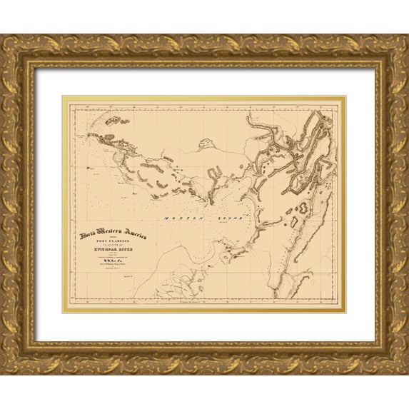 Bulkley 18x15 Gold Ornate Wood Framed with Double Matting Museum Art Print Titled - Norton Sound Alaska - Bulkley 1867