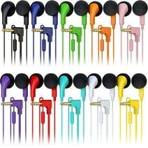 Bulktech Wired In-Ear Earphone Headphones with 3.5mm Connector and Sponge Covers, Bulk Wholesale, 10 Pack, Assorted Colors