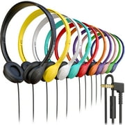 Bulktech Wired On-Ear Headphones with 3.5mm Connector, Microphone with Built-in Remote to Control Music, Phone Calls, Bulk Wholesale, 500 Pack, Assorted Colors