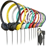 Bulktech Wired On-Ear Leather Headphones with 3.5mm Connector and Remote Control for Volume, Bulk Wholesale, 200 Pack, Assorted Colors