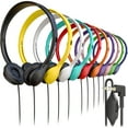 thumbnail image 1 of Bulktech Wired On-Ear Leather Headphones with 3.5mm Connector and Remote Control for Volume, Bulk Wholesale, 50 Pack, Assorted Colors, 1 of 7