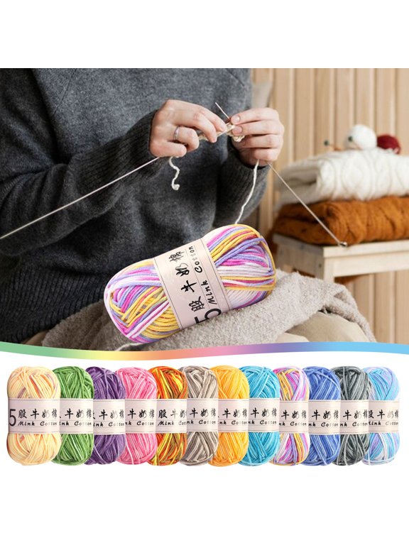 Bulky Cotton Yarn for Crocheting & Knitting - #5 Tie Dye Chunky Yarn Kit, Soft Variegated Yarn for Blankets, 50g Skein (87 Yards) by PALIFEUR,12x7cm