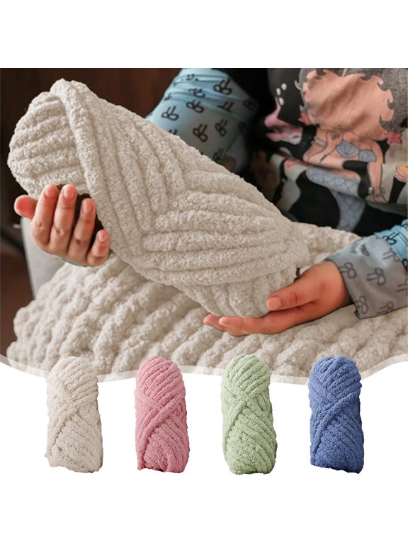 Bulky Cotton Yarn for Crocheting & Knitting - #5 Tie Dye Chunky Yarn Kit, Soft Variegated Yarn for Blankets, 50g Skein (87 Yards) by PALIFEUR,30cm