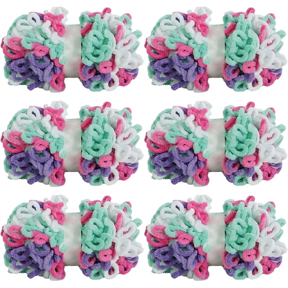 Bulky Loop Yarn for Finger Knitting Soft,Off The Hook Loop Yarn,No-Needle Craft Chenille Yarn for Crocheting,Tie Dyed Hand-Knitting Yarn,6 Pack (9.8 yds,3.5 oz Each Skein)