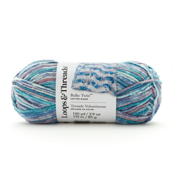 Bulky Twist Multi Yarn by Loops & Threads - Yarn for Knitting - Crochet - Weaving - and Arts & Crafts - Flower Garden - Cotton Blend - 2.9 oz