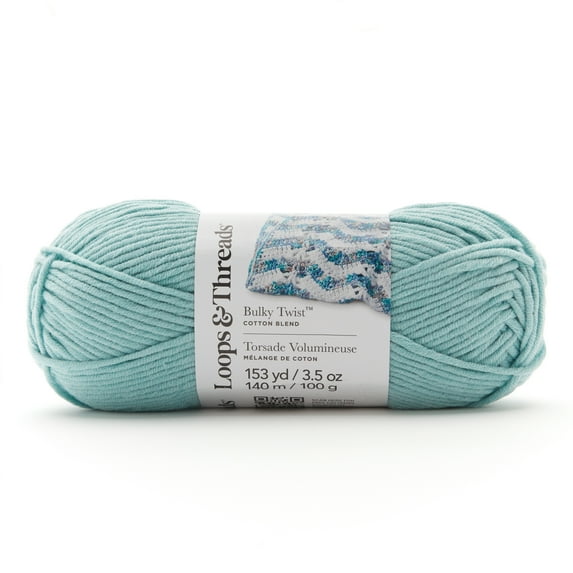 Bulky Twist Solid Yarn by Loops & Threads - Yarn for Knitting - Crochet - Weaving - and Arts & Crafts - Blue - Cotton Blend - 3.5 oz