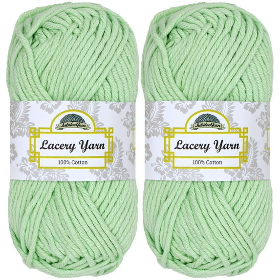 JubileeYarn Lacery Yarn - Chunky Cotton - 100g/Skein - Green Mint - 2 Skeins