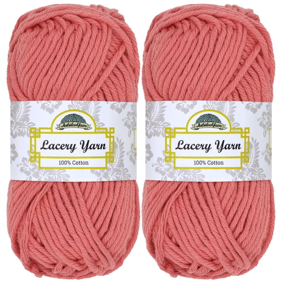 JubileeYarn Lacery Yarn - Chunky Cotton - 100g/Skein - Soft Red - 2 Skeins