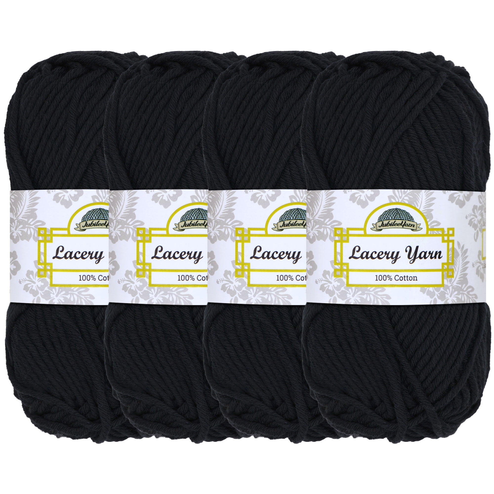 JubileeYarn Lacery Yarn - Chunky Cotton - 100g/Skein - Witching Hour Black - 4 Skeins